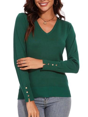 Image of Spicy Sandia Women's V Neck Pullover Sweaters with Dressy Cuffs