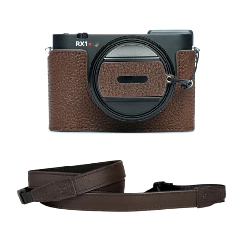 TP Original SONY RX1R3 RX1RM3 Mark III M3 カメラ専用 ハンドメイド+15カメラストラップ 本革 ボディケース ハーフカメラケース バッグ カバー 電池交換便利 底面開閉 手作り 専用対応カメラカバー (ダークブラウ