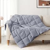 Peace nest Down Throw Blankets for Couch 50x70 Down Blanket for Indoor and Outdoor Throw Blanket use Soft Lightweight Throw Blanket Alloy Gray