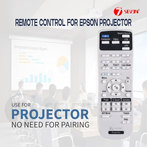 Image of 7SEVEN Compatible Epson Powerlite Projector Remote Original 1599176 Model Fit to EX3220 EX5220 EX5230 EX6220 EX7220 725HD 730HD Series and Alternative Part Number 159917600