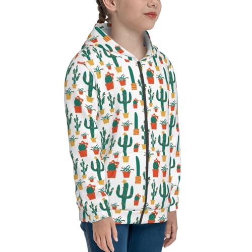 Christmas Cactus Kids Pullover Hoodies Boys Zip Up Sweatshirts Girls Athletic Clothes with Pocket4