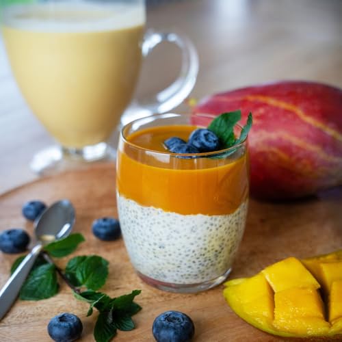 Govinda Mango Püree aus Alphonso-Mangos (975 ml) – 100 % Frucht, ohne Zuckerzusatz I für Smoothies, Desserts, Saucen & Cocktails – Herkunft Indien, abgefüllt in Deutschland