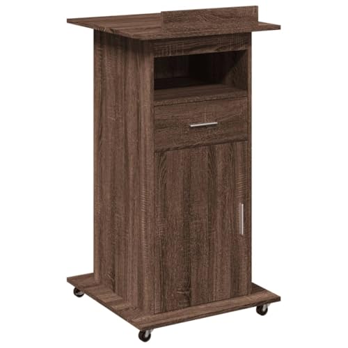 vidaXL Atril con Ruedas y cajón Madera ingeniería marrón 55x55x107 cm