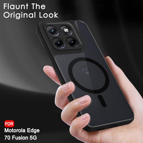 Image of TheGiftKart Hybrid Shockproof Back Cover Case for Motorola Moto Edge 70 Fusion 5G | Hard Cover Case for Moto Edge 70 Fusion 5G (PC & TPU, MagSafe Compatible, Translucent Smoke Matte Back, Black Sides)