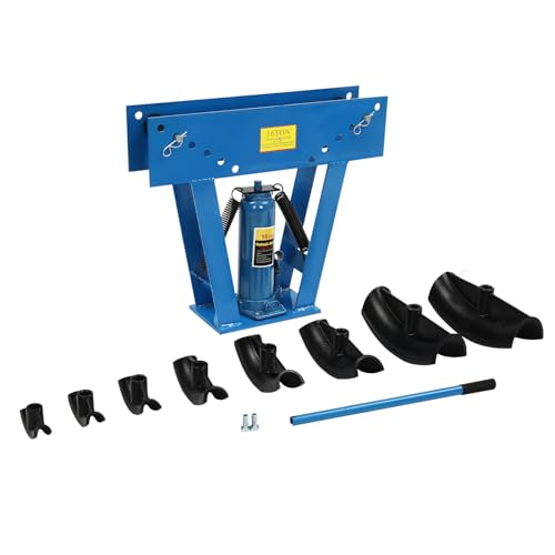 16 Ton Hydraulic Pipe Tube Bender, Manual Heavy-Duty Pipe Bending Machine Hydraulic Tubing Bender Tool with 8 Dies (1/2