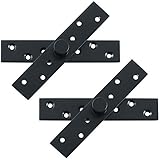 Alise 6'' Pivot Hinge Rotating 360 Degree Rotation Middle Core Concealing Up Down Shaft Hinges,Heavy Duty Stainless Steel Hinge for Doors,Black Finish,2 Pack