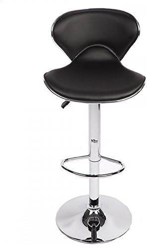 BestOffice Set of 2 Bar Stools PU Leather Modern Hydraulic Swivel Dinning Chair, Black