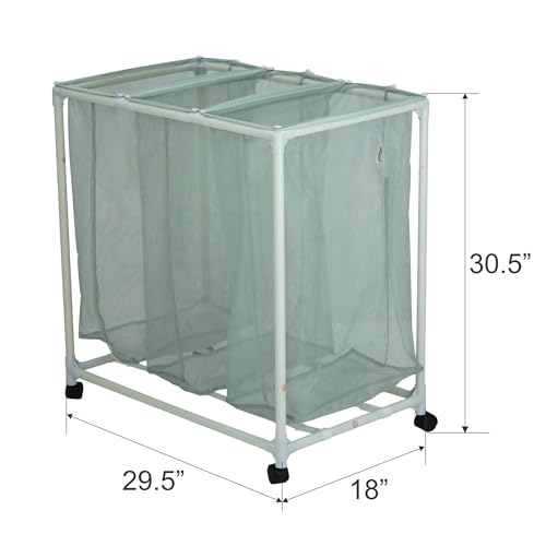 3-Bag-Mesh-Rolling-Laundry-Sorter-Cart-Soft-Silver-Easy-Roll-Casters-Space-Saving-Durable-Perfect-for-Bedroom-Laundry-Room-Easy-Sort-Use