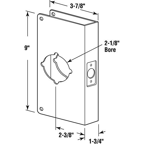 Prime-Line Products U 9551 Reforço de fechadura e porta. 6.35 cm x 6.35 cm x 4.5 cm. aço inoxidável.