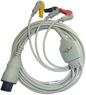 3 Lead ECG Cable compatible with Mindray/Medchoice/Mediscope/Choicemed/BPL/Concept/Eden/GE/Bionet/Mediaid/Kopran 6 Pin clip type.