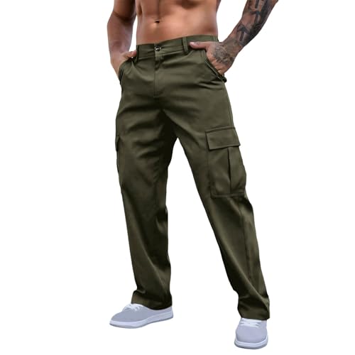 Cargo Pants for Men Casual Lightweight Relaxed Fit Stretch Elastic Waist Work Pant Outdoor Hiking Trousers