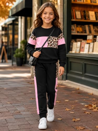 Image of Toddler Girls 2 Piece Cute Outfits, Crewneck Sweatshirt with Jogger Pants Kids Clothing Set for Fall Winter