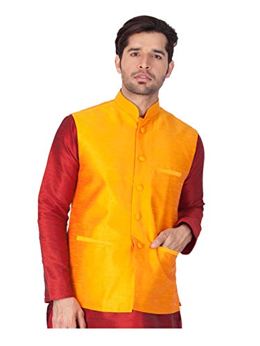 Elina fashion Men's Indian Banglori Silk Nehru Jacket || Bandhgala Jodhpuri Sleeve Less ONLY Waistcoat