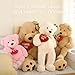 BENINY Red Heart Giant Teddy Bears, Brown Big Teddy Bear Stuffed Animals with Embroidered I Love You for Girlfriend, Large Valentines Fluffy Teddy Bear Birthday Gifts 36 inch