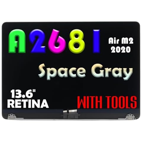Screen Replacement for Mac14,2 MacBook Air 13.6" M2 2022 A2681 EMC 4074 13.6 inches 2560x1664 Full LCD Screen Display Complete Assembly (Gray) Cover