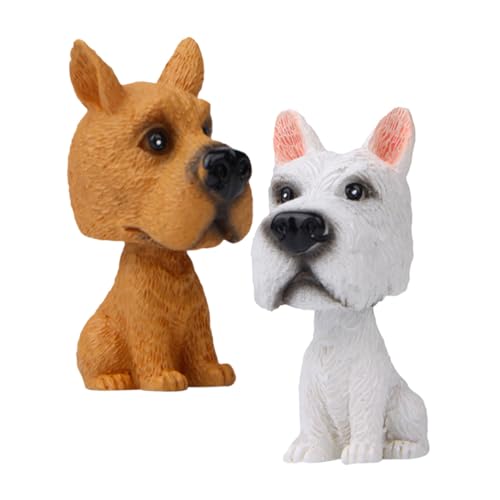 SEWACC Adorno para Salpicadero de Coche Figuras Oscilantes de Perros Schnauzer y Marrón Decoración Interior para Automóvil Accesorio Decorativo de Animales para Mesa