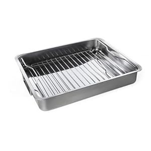 IKEA Roasting Pan with Grill Rack, Stainless Steel, Stainless Steel, 40 x 32 x 7 cm