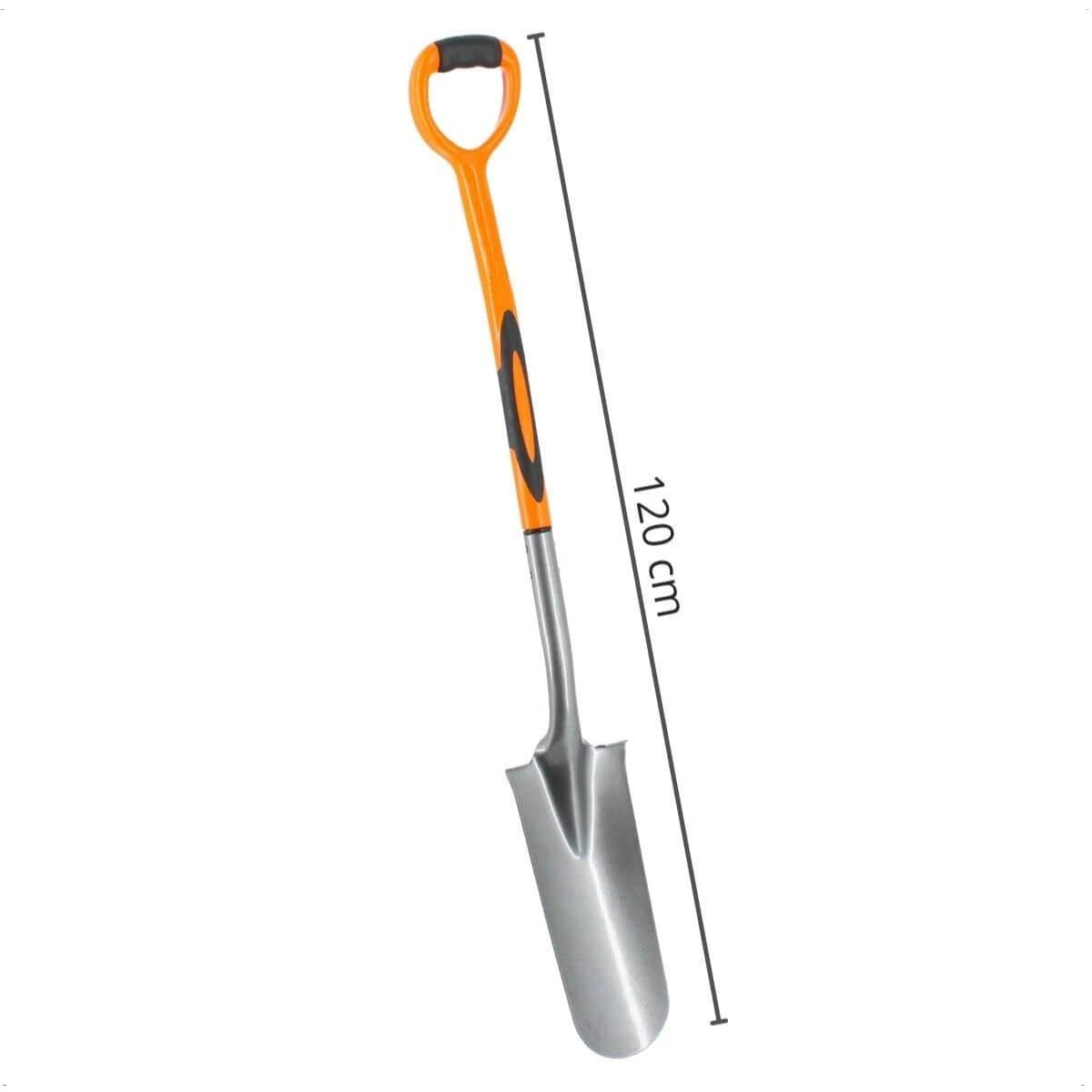 Rekord Drainagespaten (Stahl) mit D-Griff-Stahlstiel Breite:14 cm Länge: 120 cm Gartenspaten, Bauspaten, Spaten, Grabenschaufel, Kanalgrabeschaufel, Kabelspaten