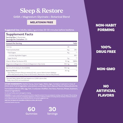 Natrol Sleep & Restore Magnesium Glycinate Blend Gummies, Cherry, 60 Count - image 7