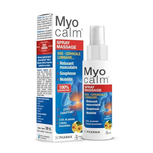 MYOCALM SPRAY - Spray Decontratto Muscolare per schiena, lombare, cervicali e polpette, formula con 4 estratti vegetali e 3 oli essenziali lenitivi | Flacone da 100 ml - 3C PHARMA
