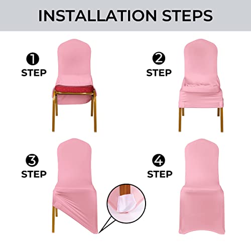 Babenest Spandex Chair Covers, 10Pcs Upgraded Stretch Washable Fitted Banquet Chair Slipcovers, Universal Elastic Dining Room Chair Protector For Wedding Party Holiday Celebration (Dusty Pink) #TOP4