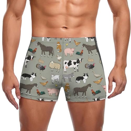 Slip de bain homme imprimé chèvre et vache pour la natation