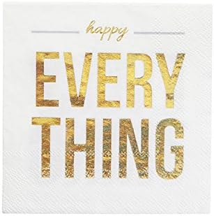 Pack de 20 servilletas de cóctel Happy Everything blancodorado 5.0 x 5.0in