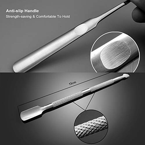 Bozony Conjunto de aparador de cutículas e removedor de cutículas de aço inoxidável com 2 unidades K