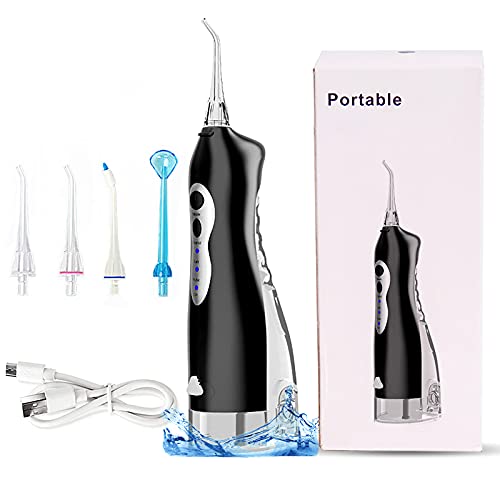 Water Flosser Cordless, Medunion Water Pick Teeth Cleaner with 220ml Water Tank, 3 Modes Water Dental Flosser Portable, Rechargable with 4 Jet Tips for Travel, Braces & Bridges Care, Waterproof IPX7