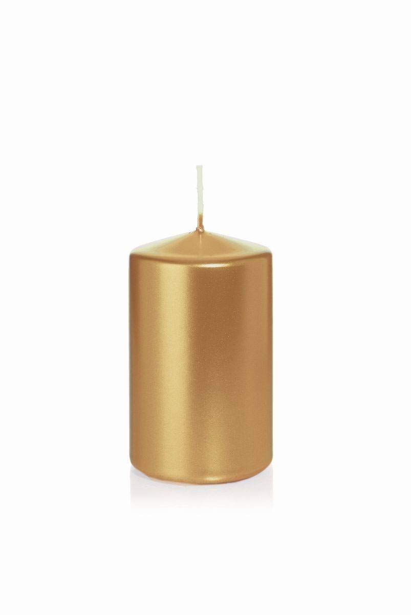 Inna-Glas Gold Pillar Candle Rosella, 10Cm, Ø6cm, 33H