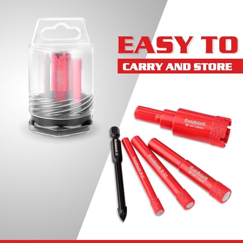 Goldblatt Diamond Core Drill Bit Set, 5-piece (6/8/10/20 mm) Porcelain Tile Drill Bit & 6mm Hex Shank Carbide Drill, Diamond Drill Bit for Porcelain Tiles Glass Marble Ceramic 8 Goldblatt Diamond Core Drill Bit Set, 5-piece (6/8/10/20 mm) Porcelain Tile Drill Bit & 6mm Hex Shank Carbide Drill, Diamond Drill Bit for Porcelain Tiles Glass Marble Ceramic - Image 8