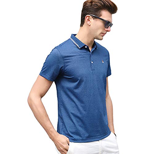 Polo homme col décontracté gris bleu small - 3