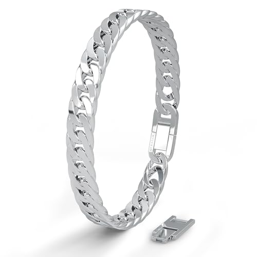 SERASAR Brazalete de Hombre Acero Inoxidable Plata Joyería Brazo Curb Chain