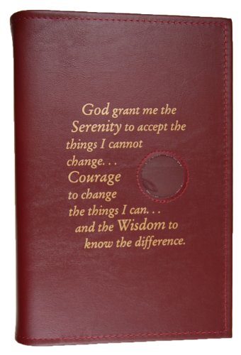 Alcoholics Anonymous AA Big Book Capa Grande Estampa Serenity Prayer Medalhão Holder Burgundy