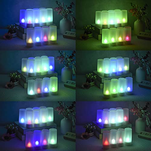 Topyond Bougies Chauffe-Plat Rechargeables sans Flamme à LED, 6 Couleurs changeantes avec télécommande, Bougies sans Flamme vacillantes pour la décoration intérieure, USB pour Une – Image 6