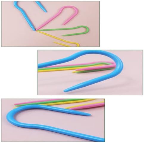 U Shape Mixed Color Plastic Cable Stitch Hand Knitting Needles, Curved Crochet Hook Sewing Accessories Tool, for Sweaters, Hats, Scarves