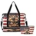 German Hound American Flag Background Travel Duffel Bag Waterproof Gym Sport Tote Bag Carry On Weekender Bag with Compartment