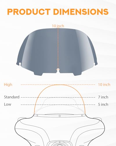 Image of PBYMT 10 inch Windshield Windscreen 96-13 Compatible for Harley Davidson Touring Street Glide Electra Glide FLHT FLHTCU Ultra Classic Glide FLHX FLHTK Tri Glide 1996-2013, Tint