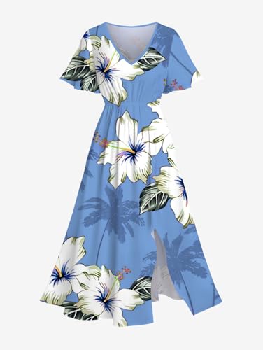 Image of Matchable Couple Hawaiian Sea Beach Starfish Turtle Shell Print Shirt or Plus Size Midi Split A Line Dress