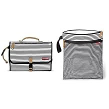 Skip Hop Portable Baby Changing Pad Pronto Black & White Stripe and Wet Dry Bag Grab & Go Black & White Stripe