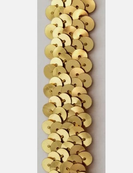 Generic 1 Pcs 3/4"" Gold Stretch Sequins Trimming 15 Yards -Rk5