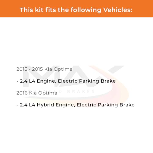 Image of Max Advanced Brakes Front & Rear Brake Kit Compatible With 2013-2015 2016 Kia Optima w /2.4 L4 Engine Electric Brake Replacement Drilled Slotted Black Coated Disc Brake Rotors and Ceramic Brake Pads