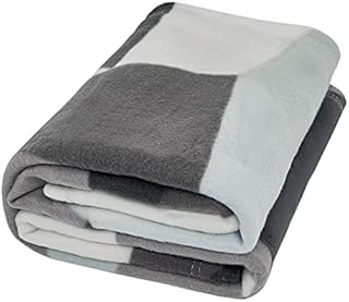 Dreamscene Large Shapes Geometric Fleece Blanket Throw Over, Grey Charcoal Black, 120 x 150cm
