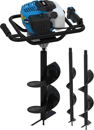 Güde GE 1450.1 Motor Erdbohrer - 2-Takt Motor, 52 Kubikzentimeter Hubraum, 1,45 Kilowatt, 2 PS, 78 Zentimeter Bohrerlänge, inklusive 3 Erdbohrer Aufsätze - 10, 15 und 20 Zentimeter Durchmesser