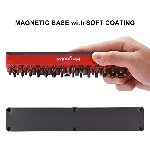 Mayouko 1/4" Magnetic Hex Bit Holder Rack Organizer, 43 Holes, 1/4-Inch Drill Bit Holder, Red, Magnetic Bit Holder With Magnet Base For Screwdriver Bits #TOP4