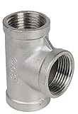 Aurorad 1/4 bis 1/2 Zoll SS304 Edelstahl Gewinde Winkel Kreuz Rohr Stück Kappe Endrohr Fitting Nippel (Farbe: T-Shirt, Größe: DN15)