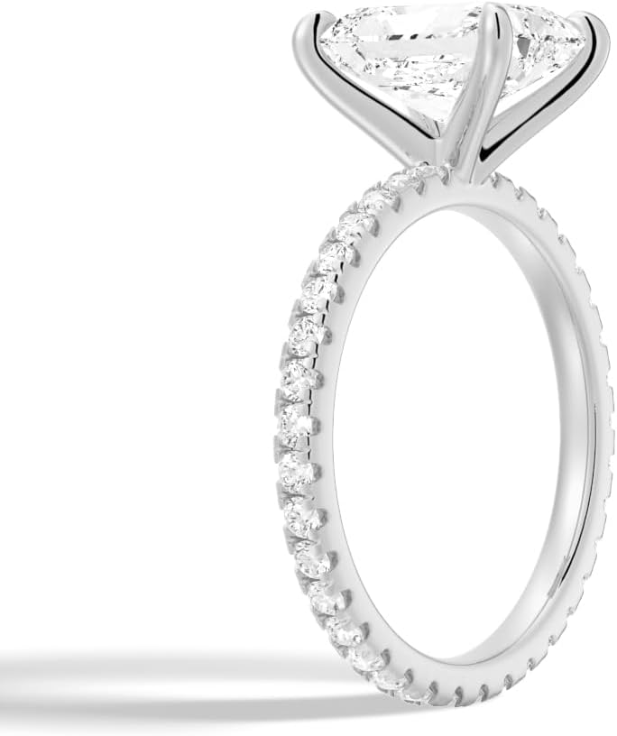 MSBLUE 2ct Radiant Cut Moissanite Engagement Ring for women, D Color VVS1 Solitaire Moissanite, Sterling Silver with 14K Gold Vermeil - Image 5