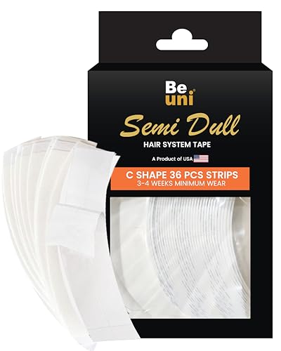 Image of Semi Dull No Shine Tape for Hair Patch - Ultra Hold Wig Tape for Lace Wigs & Toupees | Matte Invisible Finish | Sweatproof Grip | 3-4+ Weeks Hold | 36 Strips for Men & Women