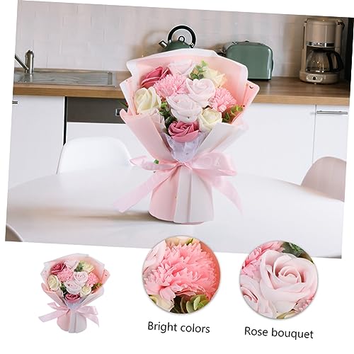 BESPORTBLE 1 Bündel Künstliche Seife Blume Rose Blumen Nelke Seifenstrauß für Valentinstag Jubiläumsfest (Rosa)