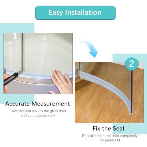 Zocipro 3 Stück Dichtung Dusche Glastür, 3 x 40cm Duschkabinen Dichtungen, Duschtürdichtung Gebogen für 4-6mm Dicke Glastüren, Duschdichtung für Badewanne und Runddusche Viertelkreisdusche